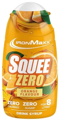 IronMaxx SqueeZero - Orange 65ml | Zuckerfreier Sirup für 8 Liter Erfrischung - Erlebe intensiven Genuss mit SqueeZero: Zuckerfrei und kalorienfrei für eine bewusste Ernährung. Nur 4 ml für 500 ml Getränk – ideal für unterwegs!