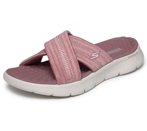 Skechers Damen O-t-g GO Walk Flex Sandale Impressed - Mauve - Wanderschuhe mit flacher Sohle, ideal für Komfort und Unterstützung beim Gehen, perfekt für entspannte Outdoor-Aktivitäten.