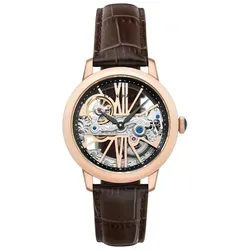 Earnshaw ES-8287-02 Armbanduhr für Herren – Automatik Cornwall Bridge - Elegante Herren-Armbanduhr von Earnshaw mit roségoldenem Edelstahlgehäuse und braunem Lederarmband. Das transparente Zifferblatt und die präzise Automatik machen sie zum idealen Begleiter.