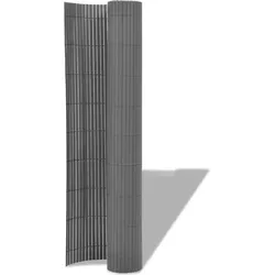 vidaXL Gartenzaun Doppelseitig PVC 90 x 300 cm Grau - Gartenzäune aus witterungsbeständigem PVC, flexibel kürzbar und ideal für Sichtschutz oder Abgrenzungen in Ihrem Garten.