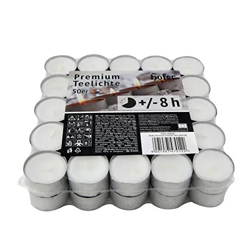 Hofer - Kerzen Teelichter tealight ohne duft, in Metallhülsen, bis zu 8h Brenndauer, Durchmesser 38 mm, weiß - Pack a 450 Stück Set, Tropffrei Wachskerzens, Hergestellt in Österreich