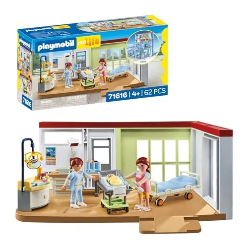 PLAYMOBIL Action Heroes 71616 Entbindungsstation - 62-teiliges Set aus über 80% recycelten Materialien, ideal für kreative Rollenspiele ab 4 Jahren