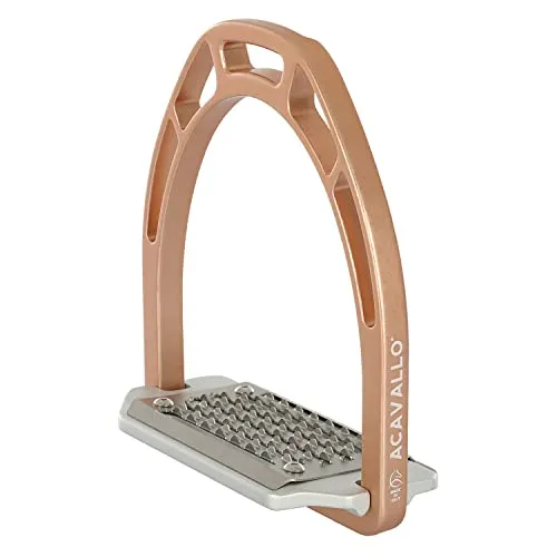 Acavallo Arco Evolution Alupro Aluminium Steigbügel - rosegold - Angelzubehör mit leichtem 320g Aluminium und Edelstahl-Trittfläche. Die 5° Neigung unterstützt die optimale Reiterhaltung und verhindert Schmutzansammlungen.