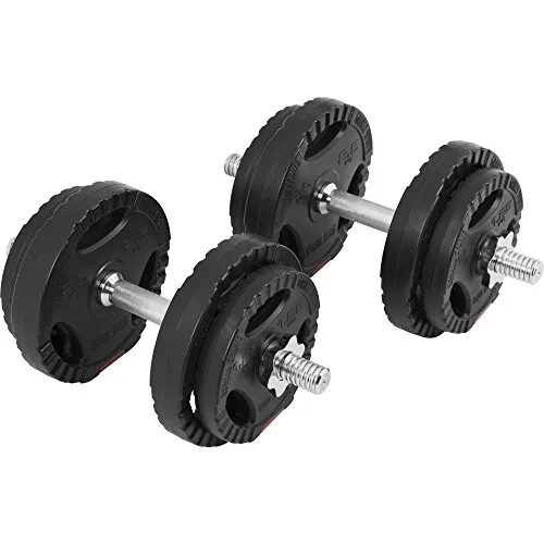GORILLA SPORTS® Kurzhantelset - 20 kg oder 30 kg - Hantelset für individuelles Krafttraining, hochwertige Studioqualität mit geriffelten Griffen und bodenschonenden Kunststoffscheiben für geräuscharmes Workout.