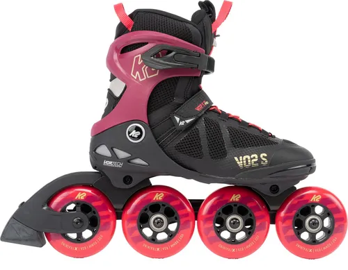 K2 VO2 S 90 W Inline Skate 2025 burgundy/pink - 38 - Inliner für ambitionierte Fitnessskater, mit innovativer VO2-S Schiene für optimale Dämpfung und hervorragende Manövrierbarkeit. Das Vortech-Ventilationssystem sorgt für ein angenehmes Fußklima während langer Einheiten.