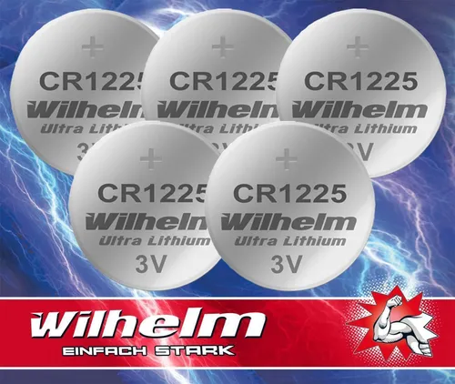 CR1225 WILHELM Lithium Knopfzelle 3V 52 mAh ø12 x 2,5 mm Batterie DL1225 5 x