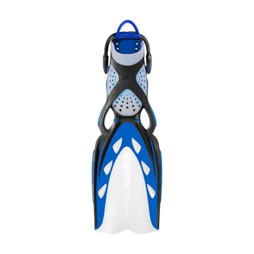 Mares X-Stream Bungee Geräteflosse - XS - Blau - Flossen für effizienten Vortrieb mit Tri-Material Aufbau und Channel Thrust Technologie, ideal für Taucher und Schnorchler.