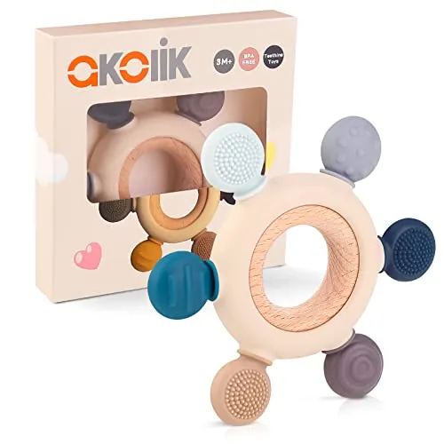 Beißring für Babys, Baby Zahnen Spielzeug aus Silikon, Ruder Greifling Beißspielzeug, BPA-frei Zahnen Nursing Zubehör für 3-6 6-12 Monate Kleinkinder, mädchen Junge Geschenk (Ruder A)