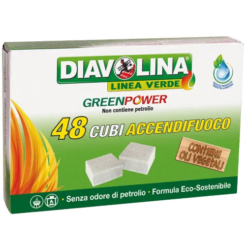 Diavolina Green Power Feueranzünder ohne Öl 48 Würfel Grillkamine Öfen