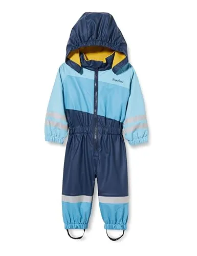 Playshoes Unisex Kinder Regen-anzug Mit Fleece-futter Warmer Wasserdichter Matschanzug Regenbekleidung, Blau Overall, 74 EU
