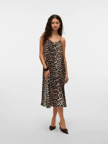 Vero Moda Spaghettikleid "VMJOSIE CALF SINGLET DRESS WVN GA NOOS" Gr. L (40) - N-Gr, Egret AOP:Leo N-Gr - Sommerkleider für einen femininen Look, mit verstellbaren Spaghettiträgern für perfekten Sitz und leichtem, anschmiegsamem Webstoff für hohen Tragekomfort.