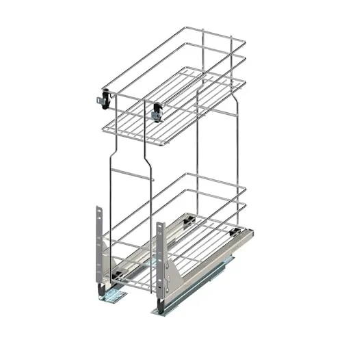 woplus - Schrankauszug Küche mit Softclose [150mm] - Organizer zum Herausziehen für Zuhause, mit 2 Etagen und Vollauszug für optimalen Stauraum, ausgestattet mit Softclose für sanftes Schließen.
