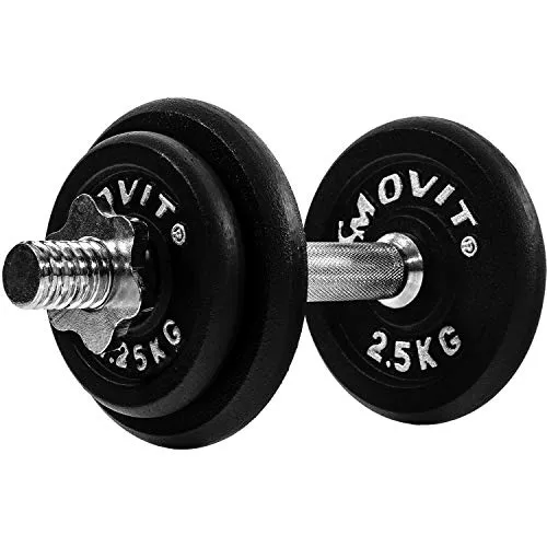 MOVIT Kurzhantel PRO Set, Gusseisen Hantel - Hochwertiges Hantelset für Kraftsport, mit sicheren Sternverschlüssen und kreuzgerändelten Griffen für optimalen Halt während des Trainings.