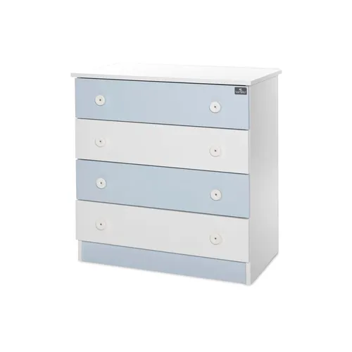 Lorelli Kommode Dresser 81 x 50 x 86 cm, 4 große Schubladen, schnelle Montage in Weiß-Blau - Die Lorelli Kommode Dresser bietet mit ihren 4 großen Schubladen viel Platz für Spielzeug und Kleidung. Ideal für jedes Kinderzimmer und schnell montiert. Praktisch und funktional für den täglichen Einsatz.