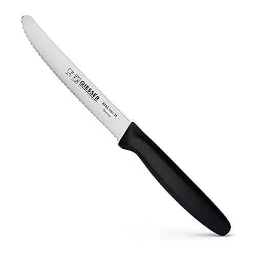 Giesser seit 1776 - Made in Germany - Tomatenmesser schwarz, Klinge 11 cm, rutschfest, kleines Universalmesser spülmaschinenfest, rostfrei