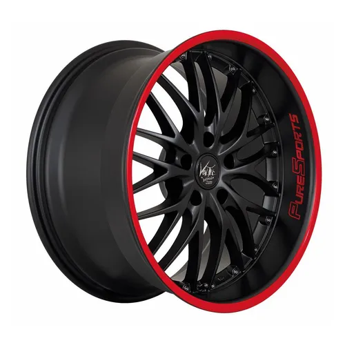 Barracuda Voltec T6 mattblack PureSports mit rotem Trim - 8x19" ET28 - Sportliche Alufelge in Y-Speichen-Design, ideal für Tuning-Fans. Hohe Traglast von 715 kg und auffällige Optik mit rotem Ring.