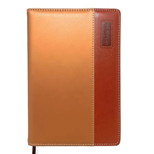 Buchkalender 2025 A5 1 Tag 1 Seite - Hochwertiger Hardcover, Softtouch Terminplaner | Perfekter Kalender Planer 2025 | Jahresplaner 2025 Buch (Beige/Gold)