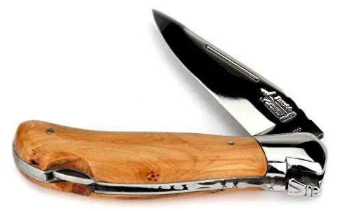 Arbalete G. David 12 cm Taschenmesser Laguiole Jagdmesser - Griff polierter Wacholder - Klinge 10 cm glänzend - Backen glänzend