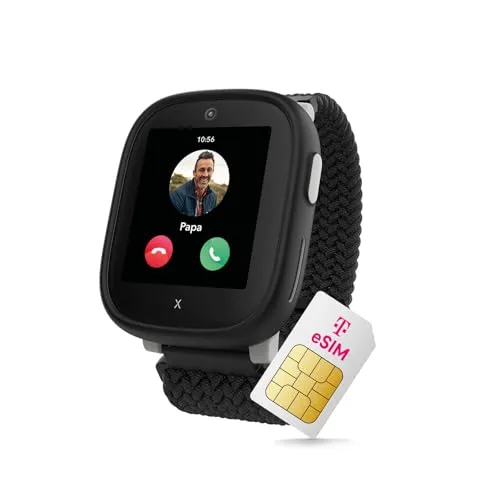 Xplora Schwarz X6Play eSIM (2. Gen.) - Kinderuhr in Schwarz - Moderne Kinderuhr mit eSIM, strapazierfähigem Textilarmband und kompaktem 40mm Gehäuse. Ideal für aktive Kids, kompatibel mit iOS und Android.