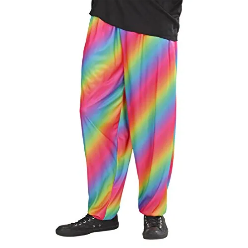 NET TOYS Rainbow Hose 80er Jahre Jogginghose M/L 50/52 Regenbogen Baggy Pants Retro 80`s Hosen Mottoparty Stoffhose Bad Taste Partyhose Karnevalskostüme Herren lustig