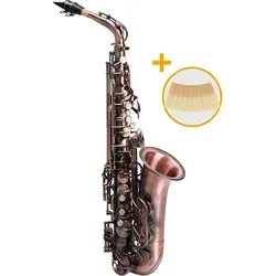 Classic Cantabile Winds AS-450 Antique Red Eb Altsaxophon Set - Holzblasinstrumente, Antique Red Vintage Lackierung für einen einzigartigen Look, inkl. 10 Stück Saxophon-Blätter für sofortigen Spielspaß.