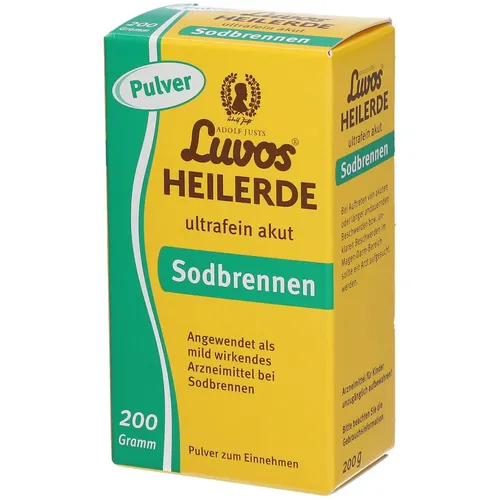 Luvos Heilerde Ultrafein Akut Sodbrennen Pulver - Arzneimittel zur schnellen Linderung von Sodbrennen, hergestellt aus reinem Naturprodukt – vegan und ohne chemische Zusatzstoffe.