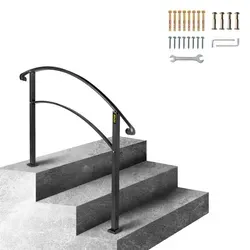 VEVOR Geländer 3ft - Verstellbarer Treppenhandlauf - Treppen & Geländer, elegantes und modisches Design aus hochwertigem Schmiedeeisen, ideal für 3 Stufen, höhenverstellbar und einfach zu installieren.