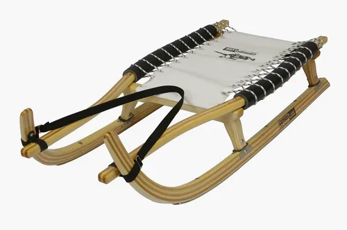 German Luge Rodel GL-Rodel-115XL - Stabiler Rodelschlitten in Naturbeige - Robuster Rodelschlitten aus Eschenholz mit Rennstahlkufen. Extra breiter und stabiler Bau für sicheren Fahrspaß. Inklusive Lenkriemen für präzise Steuerung.