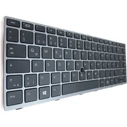 DEUTSCHE-Tastatur Schwarz , Silber Rahmen,Trackpoint für HP EliteBook 840 G5 3JX44EA