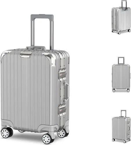 Voyagoux® AEON Handgepäck Koffer 42L - Silber - TSA Schloss - Aluminiumrahmen - Der Voyagoux® AEON Handgepäck Koffer vereint Stil und Sicherheit mit einem TSA-zugelassenen Schloss und dem innovativen Airwheel®-System für mühelose Mobilität. Perfekt organisiert mit 42L Volumen.