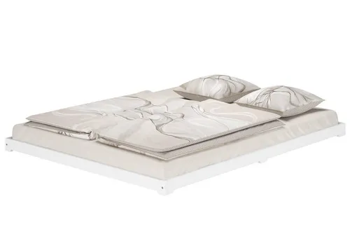 ERST-HOLZ Bett Doppelbett Extra Flach 160 x 200 Massivholz Weiß - Massivholz Doppelbett mit extra niedriger Rahmenhöhe für ein modernes Schlafkonzept. Ideal für Loft-Wohnungen oder Japandy-Style, sorgt für ein angenehmes Schlafklima durch verbesserte Belüftung.