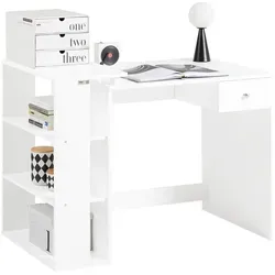 SoBuy® FWT35-W Kinderschreibtisch mit 1 Schublade und 3 Ablagen - Praktischer Kinderschreibtisch mit 3 Ablagen für Ordnung und Struktur, ideal für Wohnzimmer oder Arbeitszimmer. Belastbar bis 100kg, Maße: 101x76x60cm.