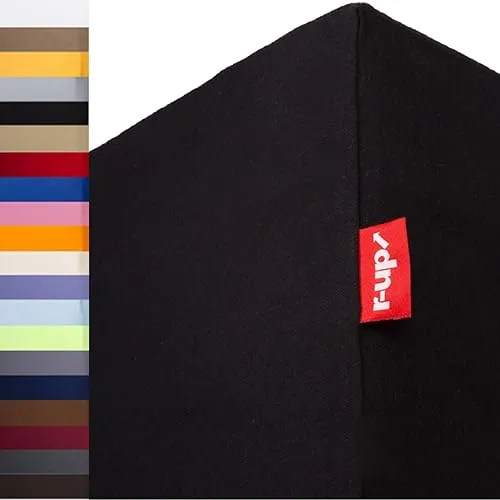 r-up Spannbettlaken 180x200-200x220 cm, Schwarz – 100% Baumwolle - Bettlaken aus 100% Baumwolle, ideal für hohe Matratzen bis 35 cm. Mit praktischem r-up Label für stressfreies Beziehen und perfekten Sitz. Pflegeleicht und maschinenwaschbar.