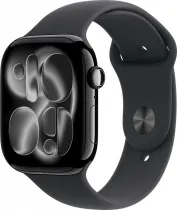 Apple Watch Series 11 46 mm Schwarz Sportarmband S/M - Smartwatch mit EKG-Herzfrequenzmesser und präziser Schlafmessung. Ideal für Fitness und Gesundheit, mit wasserabweisendem Silikonarmband für sportliche Aktivitäten.