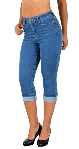 ESRA Damen Capri Hose High Waist – Bequeme Jeans für jeden Anlass - Stylische ESRA Damen Capri Hose mit hohem Bund. Der Stretch-Anteil sorgt für optimalen Tragekomfort. Erhältlich in aktuellen Farben und bis Übergröße, ideal für einen eleganten Look im Sommer.