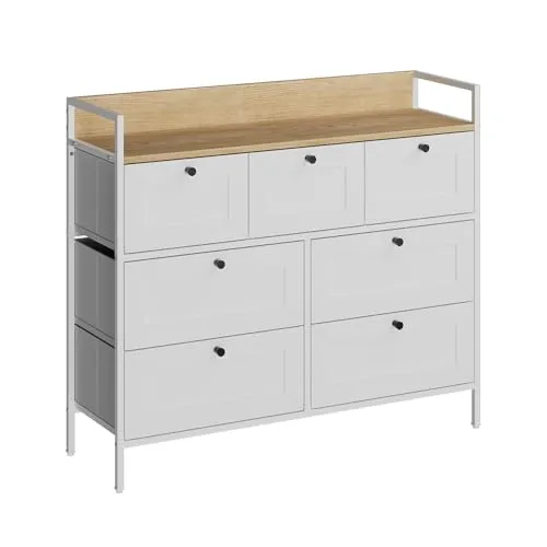 Vicco Kommode Belaro, Weiß, 7 Schubladen - Schubladenkommode im Landhausstil, bietet viel Stauraum mit 7 Schubladen und ist ideal für eine stilvolle und ordentliche Einrichtung.
