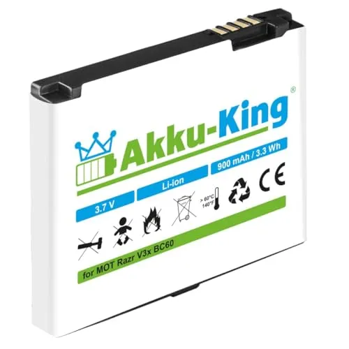 Akku-King Akku kompatibel mit Motorola BC60, BK60 - Li-Ion 900mAh - für Razr V3x, L7, Rokr E8, C261 V1150, SLVR L9, Aura