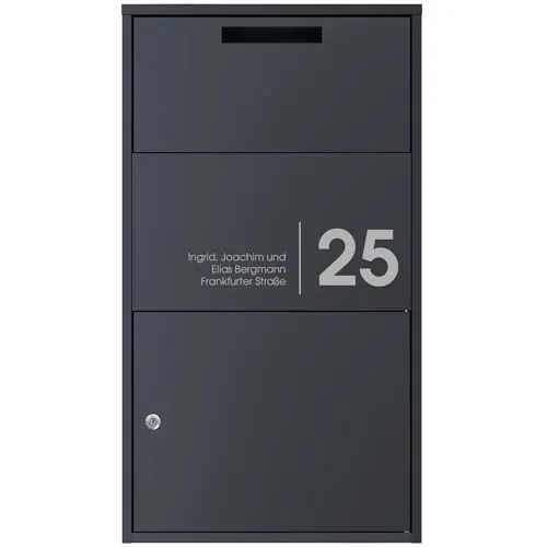 MOCAVI Paketbox 56 - Großer Paketkasten personalisiert für Zuhause | Paketannahmebox Anthrazit | Sichere Paketannahme mit Schloss | Wetterfeste Paketstation RAL 7016 | Ideal für Moderne Wohnstile