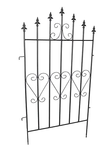 Dekozaun "Lilie" - Metall, schwarz, erweiterbar - Dekorative Zäune mit klassischem Lilienmotiv, ideal für die stilvolle Gestaltung von Garten und Terrasse. Hochwertiges, schwarz lackiertes Metall, Maße: 53 x 111 cm pro Element, einfach erweiterbar.