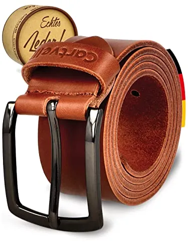 Cartvelli Ledergürtel Herren Braun Cognac 120cm - Premium Qualität Made in Germany - Herren-Gürtel aus hochwertigem Echtleder, umweltfreundlich gegerbt, nickel-freie Schnalle und langlebige Verarbeitung. Perfekt als stilvolles Geschenk in edler Geschenkbox.