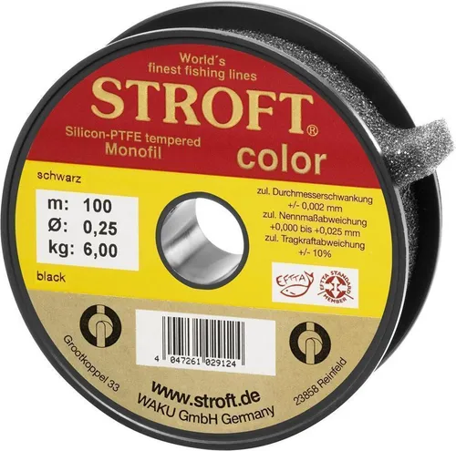 STROFT Color Monofile Angelschnur Schwarz 0,50mm 19,0kg 200m - Premium Angelschnur in Schwarz, ideal für Winter- und Eisangeln. Höchste Sichtbarkeit und Zugfestigkeit kombiniert mit überdurchschnittlicher Weichheit, perfekt für Karpfenangeln.
