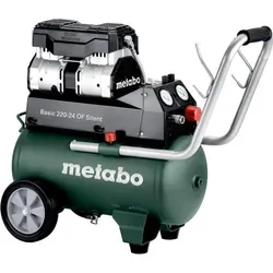 Metabo Druckluft-Kompressor Basic 220-24 OF Silent 24l - Kompressor für leisen Einsatz, ideal für lärmsensible Umgebungen. Ölfreies Zwei-Zylinderaggregat, mobil und wartungsarm. Inklusive cleverem Zubehör für optimalen Komfort.