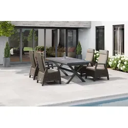 Siena Garden Garten-Essgruppe Messina/Corido - Stilvolle Gartenmöbelgarnitur in Anthrazit/Grau, inkl. 4 verstellbaren Dining-Sesseln. Genießen Sie entspanntes Beisammensein im Freien mit wetterfesten Materialien und modernem Design.
