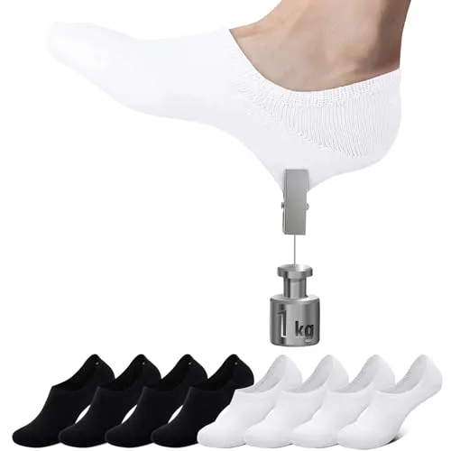 Falechay Sneaker Socken Damen Herren Füßlinge Footies 8 Paar Kurze Großes Silikonpad Verhindert Verrutschen Unsichtbare 4xschwarz+4xweiß 43-46