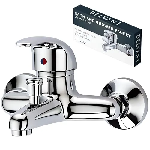 DELVANT CONSE Badewannenarmatur mit Duschfunktion – Einhand Mischbatterie in Chrom - Moderne DELVANT CONSE Badewannenarmatur für Wandmontage, bietet präzise Wasser- und Temperaturregelung. Ideal für eine elegante und funktionale Badezimmergestaltung. Einfache Installation mit umfangreichem Zubehör.