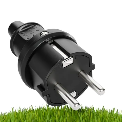 Greate Schuko Stecker Außenbereich mit Knickschutz - IP44 Schutzkontakt Stecker - Robuster Schuko Stecker für den Außenbereich mit Knickschutz und Zugentlastung. Ideal für Verlängerungskabel und Leitungen. Spritzwassergeschützt nach IP44, sorgt für Sicherheit und zuverlässige Nutzung im Freien.