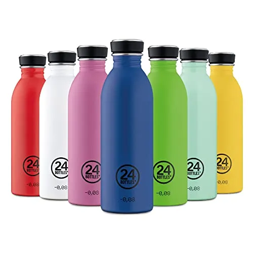 24BOTTLES Urban - Trinkflasche 500 ml, Wasserflasche 100% Versiegeltem Deckel, Umweltfreundliche Trinkflasche Edelstahl, Trinkflasche Sport Ultraleichte (Nicht-Thermische), Italian Design Total Orange