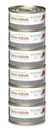 Almo Nature HFC Natural - Nassfutter für ausgewachsene Katzen - Thunfisch & Jungsardellen - Human Grade, Glutenfrei - 6 x 70g