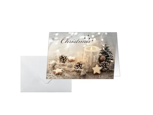 SIGEL Weihnachtskarten Christmas Candle DIN A6 - 25 Stück - Weihnachtskarten mit festlichem Kerzenmotiv, inklusive weißen Umschlägen, perfekt für persönliche Grüße in der Weihnachtszeit.