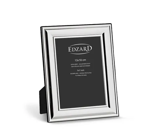 EDZARD Bilderrahmen Sunset 13 x 18 cm - Wand- & Tischbilderrahmen aus edel versilbertem, anlaufgeschütztem Material mit luxuriösem Samtrücken, ideal zum Stellen oder Hängen und perfekt als Geschenk.